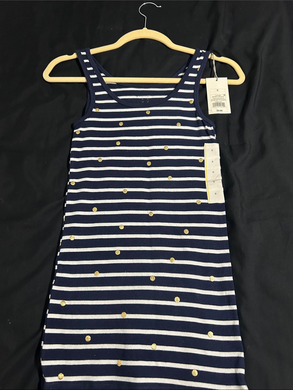 a new day Navy & White Striped Tank Dress with Gold Dot Detail